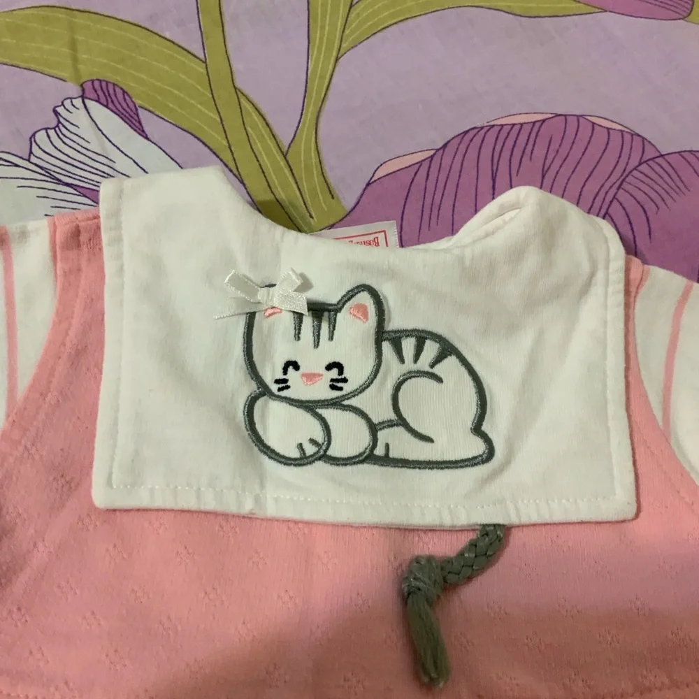 Like New VTG Buster Brown Romper Pink &  Embroidered Cat Baby Girl 3/6M